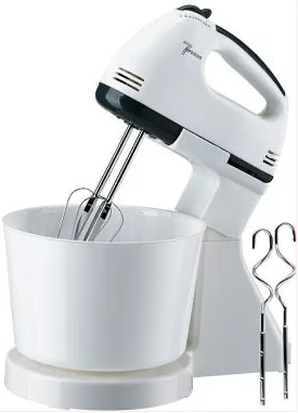 Scarlett 7 Speed Hand Mixer with Stand Mixer With Stainless Steel Bowl, White