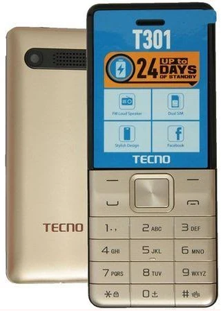 Tecno T301, Dual Sim, Bluetooth, Torch, FM - Gold