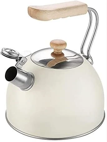 Kaisa Villa 2.5 Litre Stovetop Teapot Stainless Steel Whistling Tea Kettle, Cream