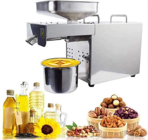 Oil Press Machine 750W Cold/Hot Press Automatic Oil Extractor Organic Oil Expeller Commercial Grade Stainless Steel Oil Press Machine