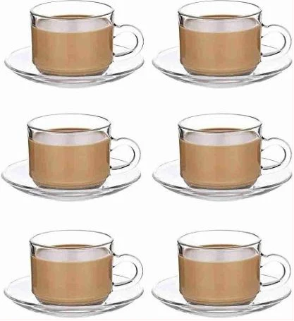 6 Pieces Of Cups And 6 Saucers - Colourless