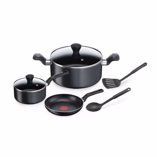 Tefal Super Cook 7Pieces Cookware Set B459S784- Black