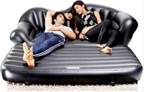 Double Deck Chair Inflatable Air Sofa Bed- Black