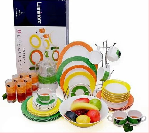 Luminarc Color Days Plates Dinner Set (45 pcs) - Multi-colours