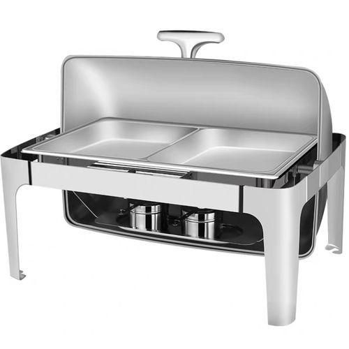 11 Litre Double Stainless Steel Chafing Dish, Chafing Dish Set Food Warmer Buffet, with Food Pans Fuel Holders, Food Warmer Professional Set for Catering, Buffet and Party- Silver