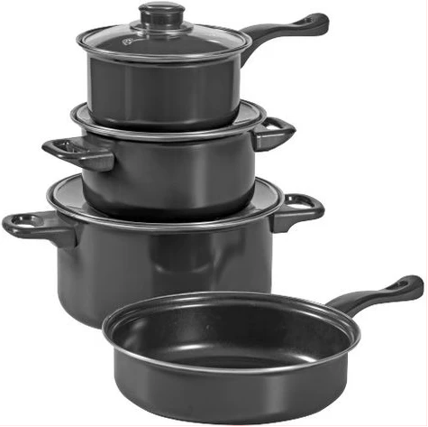 Mainstays 7 Piece Carbon Steel Non-Stick Pot Set - Black