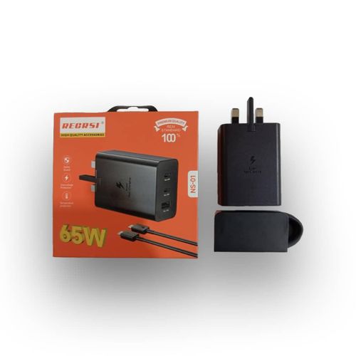 Recrsi NS01 USB C Plug 65W Type C Rapid Charger with Compact Design, High-Speed Super Fast Charger