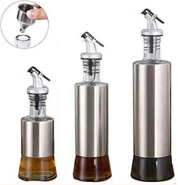3 Pcs Glass Vinegar Cooking Oil Dispensers Sauce Sprayer Bottle Set -Colourless