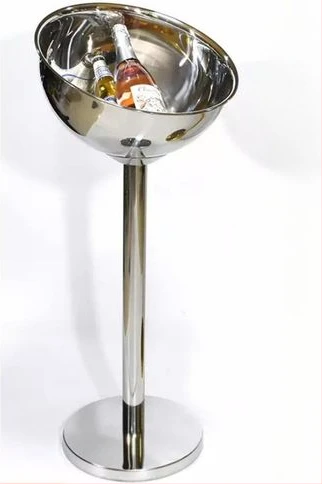 Outdoor Floor 12L Beer Champagne Wine Ice Bucket With Holder For Party- Silver.