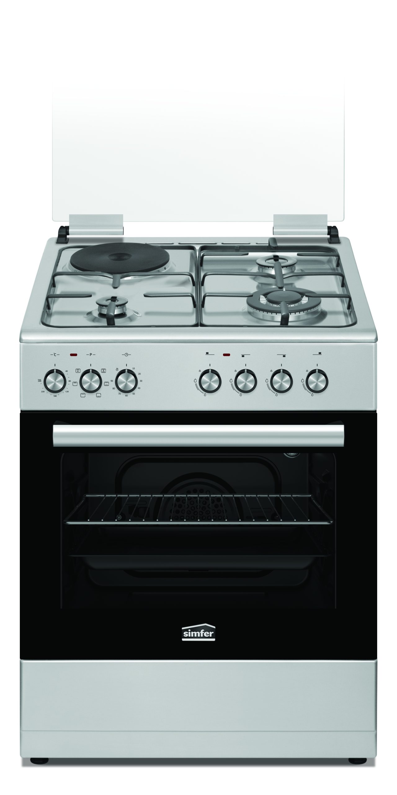 SIMFER Cooker 3 Gas + 1 Electric - 60X55CM, F7312SERIG, Electric Oven & Grill, Rotisserie, Auto Ignition, Flame Failure Safety Device, Multifunction oven