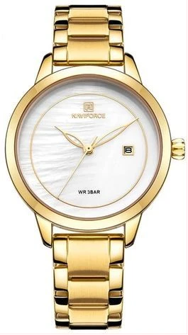 Naviforce Women's Stainless Steel Analog And Dated Watch - Rose Gold,Gold