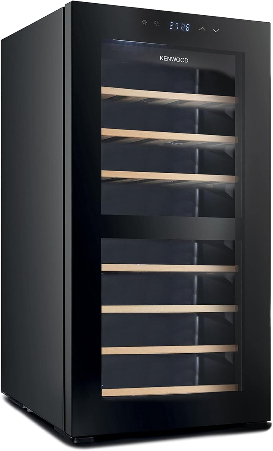 Kenwood 43 Bottles Beverage Cooler BCW43.000BK,  Wine Refrigerator With Dual Temperature Zone, Double Glass Door, Blue Light, Smart Control BCW43.000Bk Black