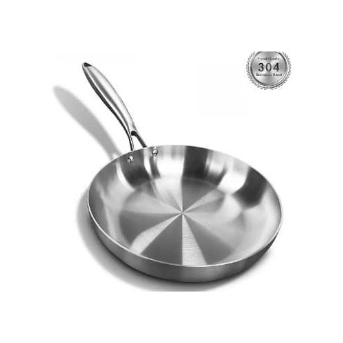 22cm Stainless Steel Uncoated Omelette Frying Pan, Frying Pan Skillet Tool, Fully Clad Cooking Pan For Even Heating, Kit, Fried Steak Pot Kitchen Cookware For Gas Stove And Induction Cooker Easy To Cl