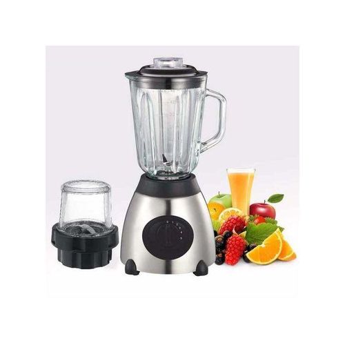 High Speed Motor Stainless Steel Base Glass Jar Blender - Silver