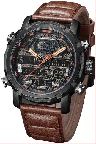 Naviforce Dual Luxury Water Proof Men's Watch - Brown