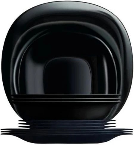 Luminarc 18 Piece Plates, Side Plates And Bowls Dinner Set, Black