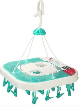 20 Clips Laundry Clothes Hanger Socks Underwear Drying Rack -Green