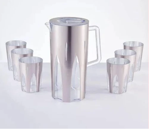 6 Pieces Of Melamine Juice Tumblers Cups And 1Piece Jug Water Set- Multicolor