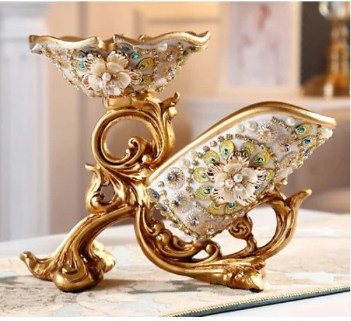 Wine Bottle Holder Floral Vintage Resin Home Decor Glass Stand Rack Bar- Gold.