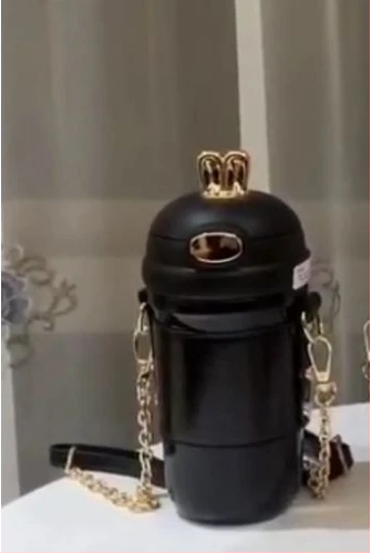 Fancy Portable Thermos Travel Mug Flask Bag Cup-Black