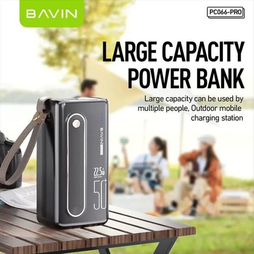 Hoco Bavin PC066 Power Bank 50000mAh Large Battery Capacity Power Bank Multiple Input And Output w/ Built-in Flashlight Full Charge can Last Up To1week For Tablet Cell Phones Digi Cams And Gaming- Mul