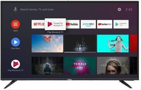 Pixel 55 Inch 4K Android Smart TV; HDMI, USB, Youtube, Netflix, Prime Video Eith Inbuilt Free To Air Decoder – Black