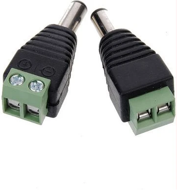 2pcs 5.5 x 2.1mm DC Power Male Jack Plug Connector For CCTV Cameras