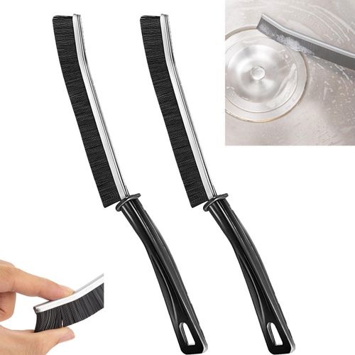 Hard Bristle Crevice Gap Cleaning Brush For Deep Cleaning- Versatile Tool for Bathroom & Kitchen, Removes Dirt in Hard-to-Reach Areas, Ideal for Tiles & Corners (2PCS Black)
