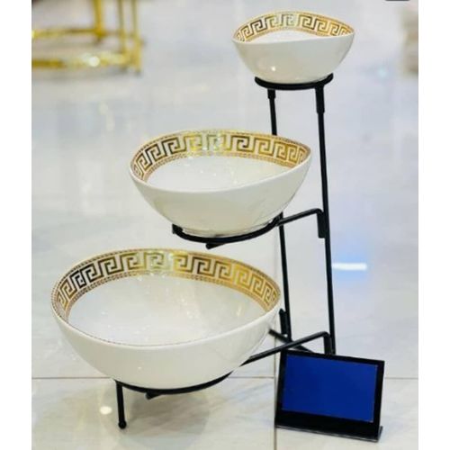 3 Tier Serving Bowl Set Three Tiered Serving Bowls Kitchen Food Display Dessert Presentation Stand Party Food Tray Set- Multicolor
