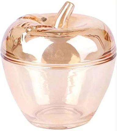Solid Apple Sugar Glass Candy Jar Bowl Dish - Brown.