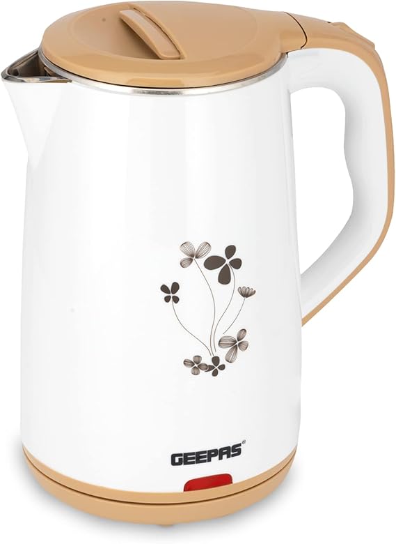 Geepas 1.8L Electric Kettle GK6138 1500W, Stainless Steel Inner, Boil Dry Safety & Auto Shut Off, Heats up Quickly & Easily Boil Water, Tea & Coffee, 2 Year Warranty