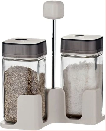Double Countertop Spice, Salt, pepper Shaker Rack Organizer - Black