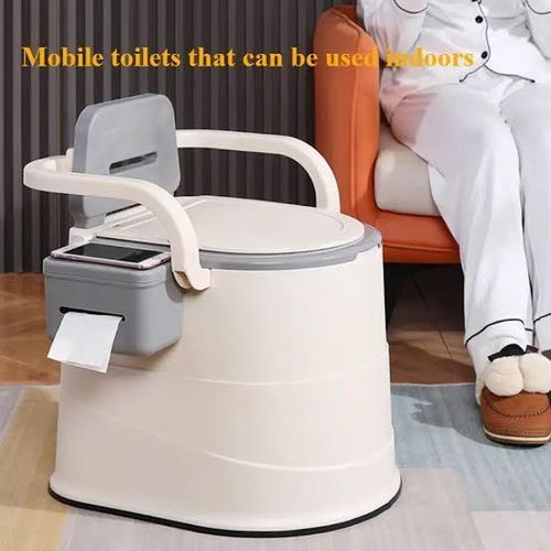 Movable Mobile Toilet,Compact Portable Toilet Potty Loo,with Washable Basket and Toilet Roll Holder,for Pregnant Woman Elderly &amp Disabled Adults Or Long Term Care Facility Camping Toilet Chair Stea