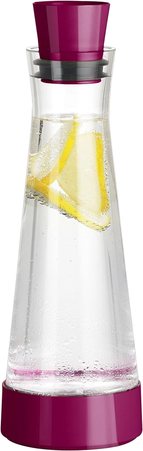 Tefal K3053112 Flow Slim Friends, 1 Litre Wine Decanter and Water Carafe with Cooling Base and Non-Drip Lid, Rasberry