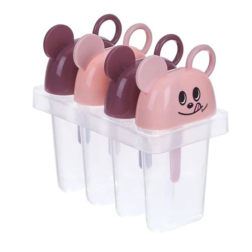 4 Set Reusable Ice Pop Makers, Popsicle Frozen Candy Lolly Ice Cream Moulds With a Lid