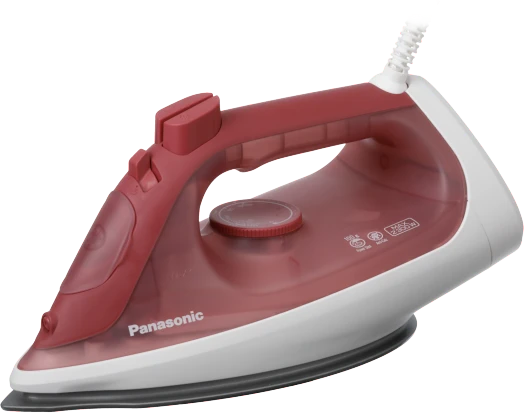 Panasonic Steam Iron 2300W, Anti Calc Titanium Coating Spray + Vertical 100g Power Shot Steam NI-S430 - Red