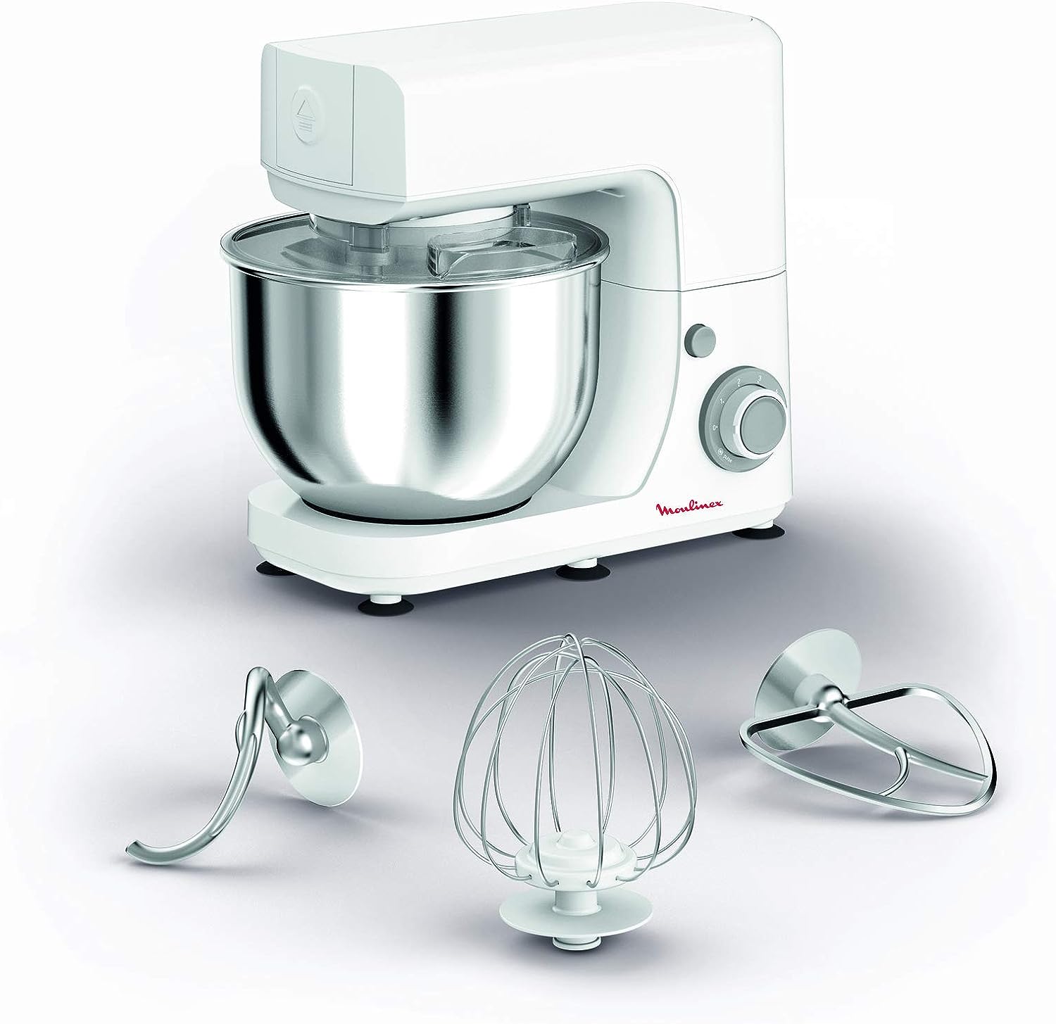 MOULINEX Masterchef 4.8 Litre Kitchen Machine, Stand Mixer, Dough Mixer - Silver/White, Stainless Steel/Plastic, QA150127