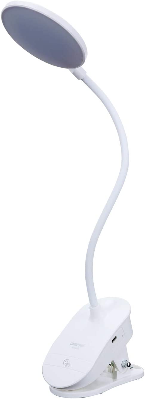 Geepas GE53026 Rechargeable Desk Lamp, 1200mAh, 1.8W, Book Light with Clip