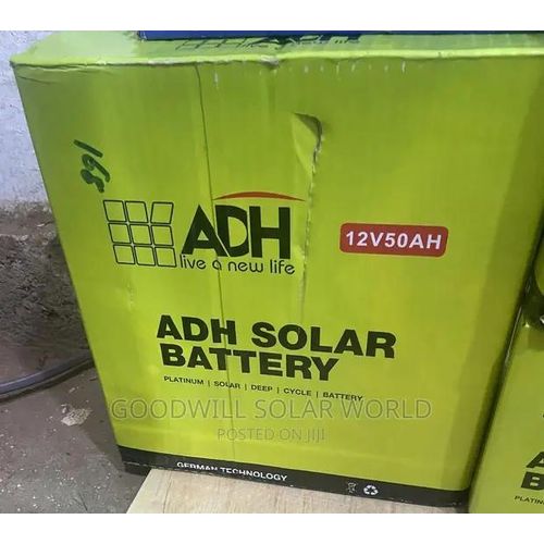 ADH 50 AHmps 12 V Durable Solar Battery ,Lights 5-8 Bulbs ,Black - 1 Year Warranty.