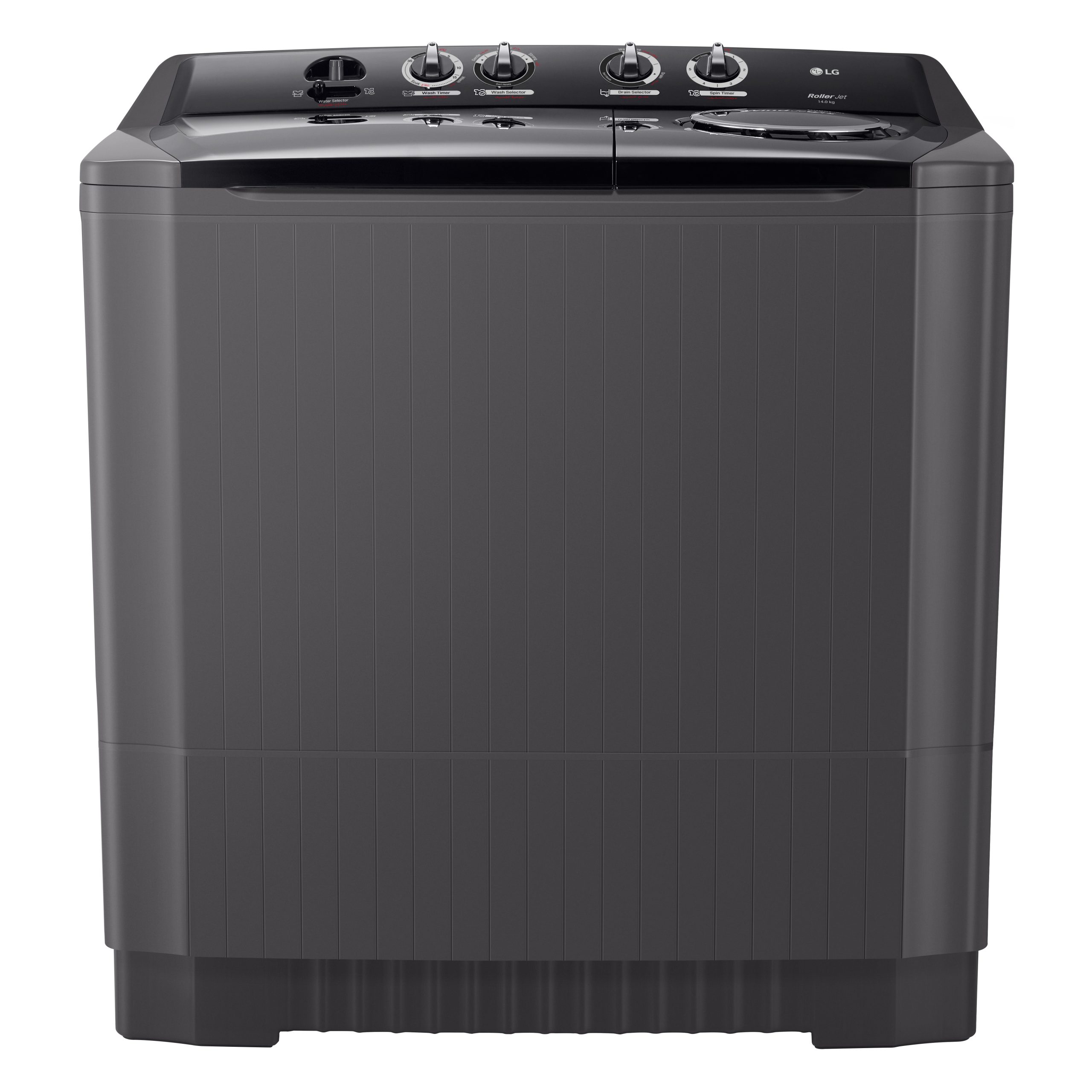 LG 13kg  Twin Tub Washing Machine, 13KG - Roller Jet Pulsator, Wind Jet Dry, Rat-Away Design, P1761RWNBL