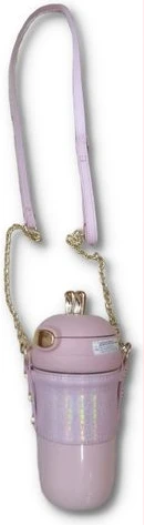 Fancy Portable Thermos Travel Mug Flask Bag Cup-Pink.