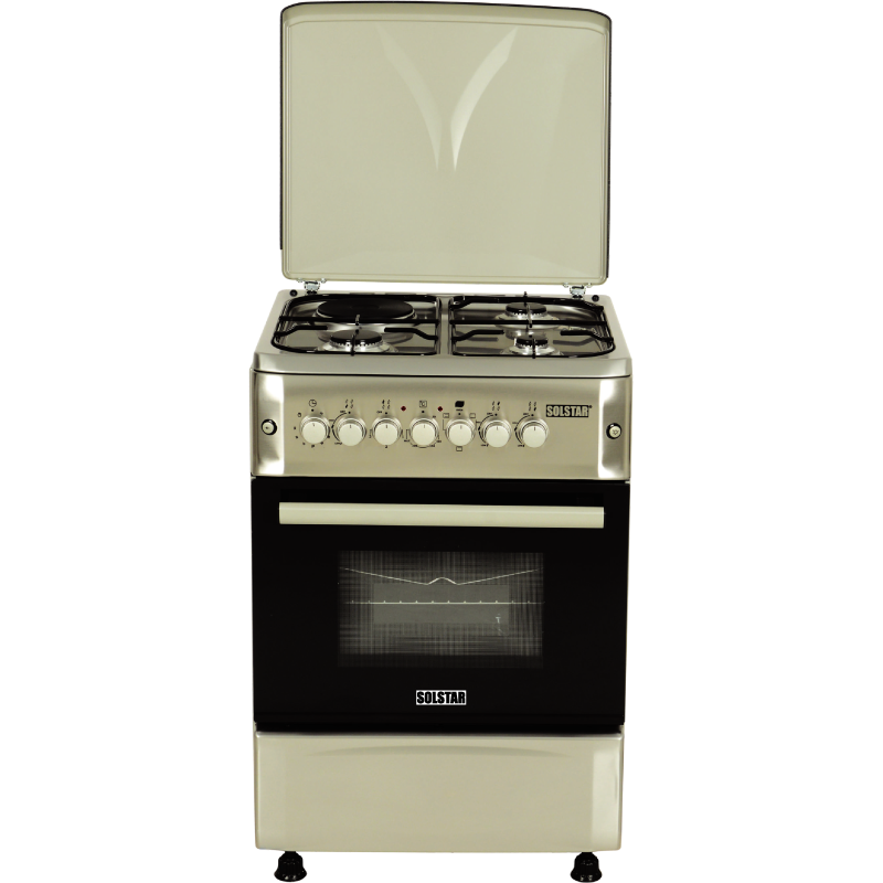 Solstar SO631DERATINBSS Standing Cooker 60x60 3Gas 1 Hot Plate Electric Oven - Silver
