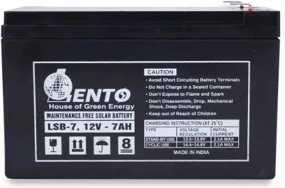 Lento 7AH 12V Solar Battery Sealed Maintenance-free Battery, Made in India