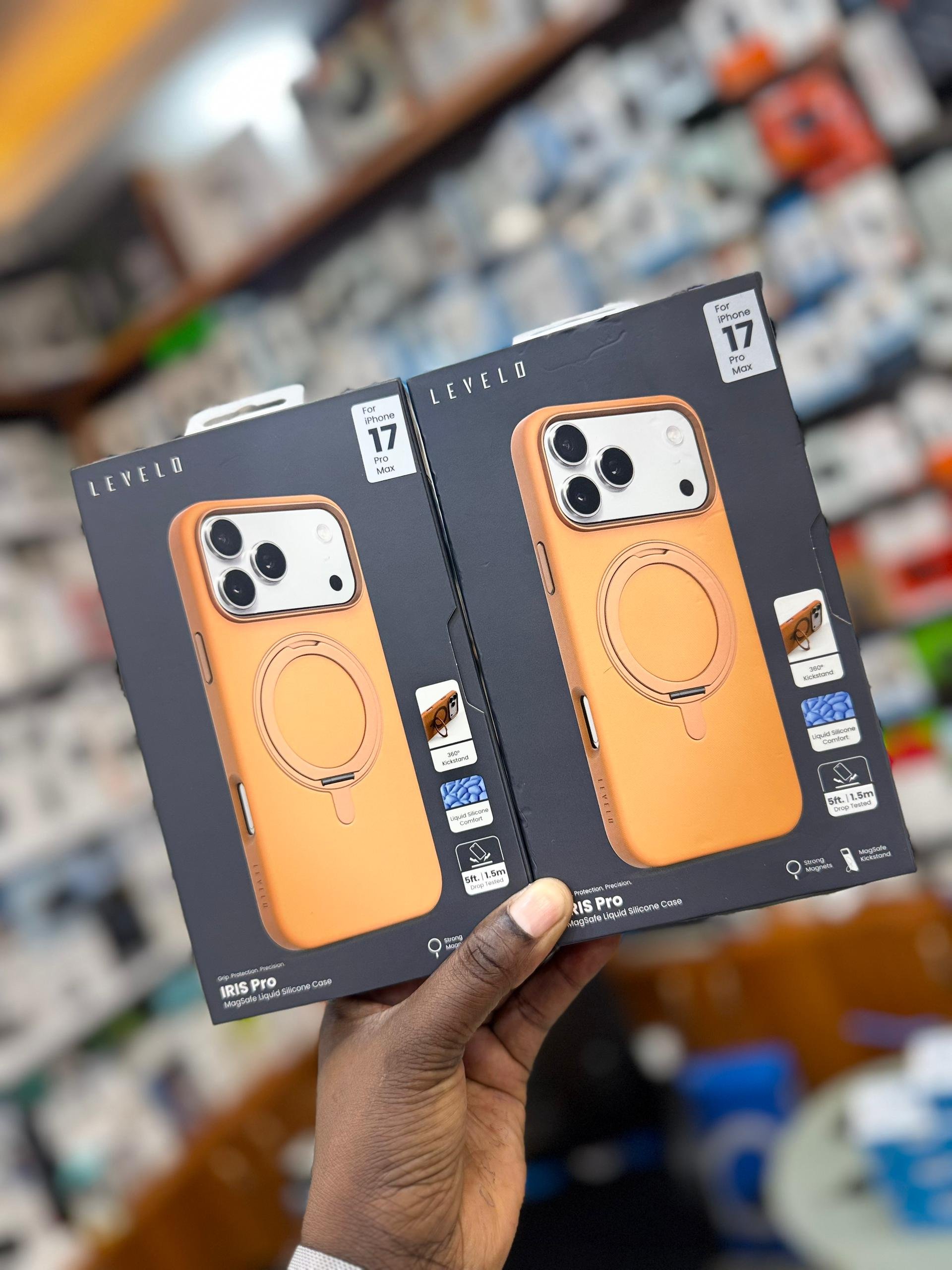 Levelo Iris Pro MagSafe Liquid Silicone Case with Built-in 360° Kickstand for iPhone 17 Pro Max, Metal Accents, Shock-Resistant Bumper, Aluminum Alloy Frame for Camera & Buttons, Drop-Tested, Strong M