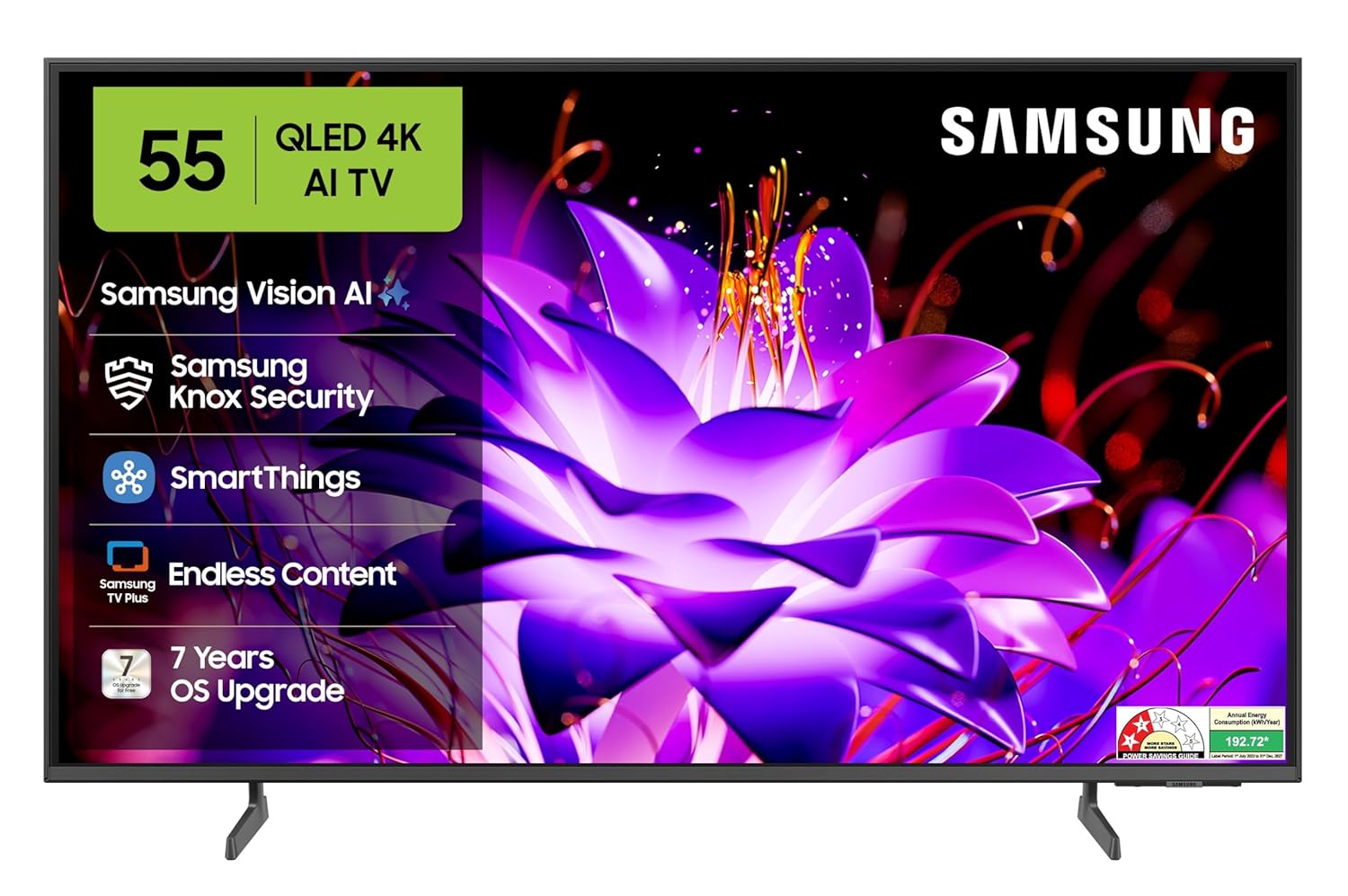 Samsung 55 Inch QLED UHD 4K (2025 Model), Q7F Series Samsung Vision AI Smart TV, QA55Q7F, Quantum HDR, Object Tracking Sound Lite, Q4 AI Gen1 Processor, 4K upscaling, Gaming Hub, Alexa Built-in -Black