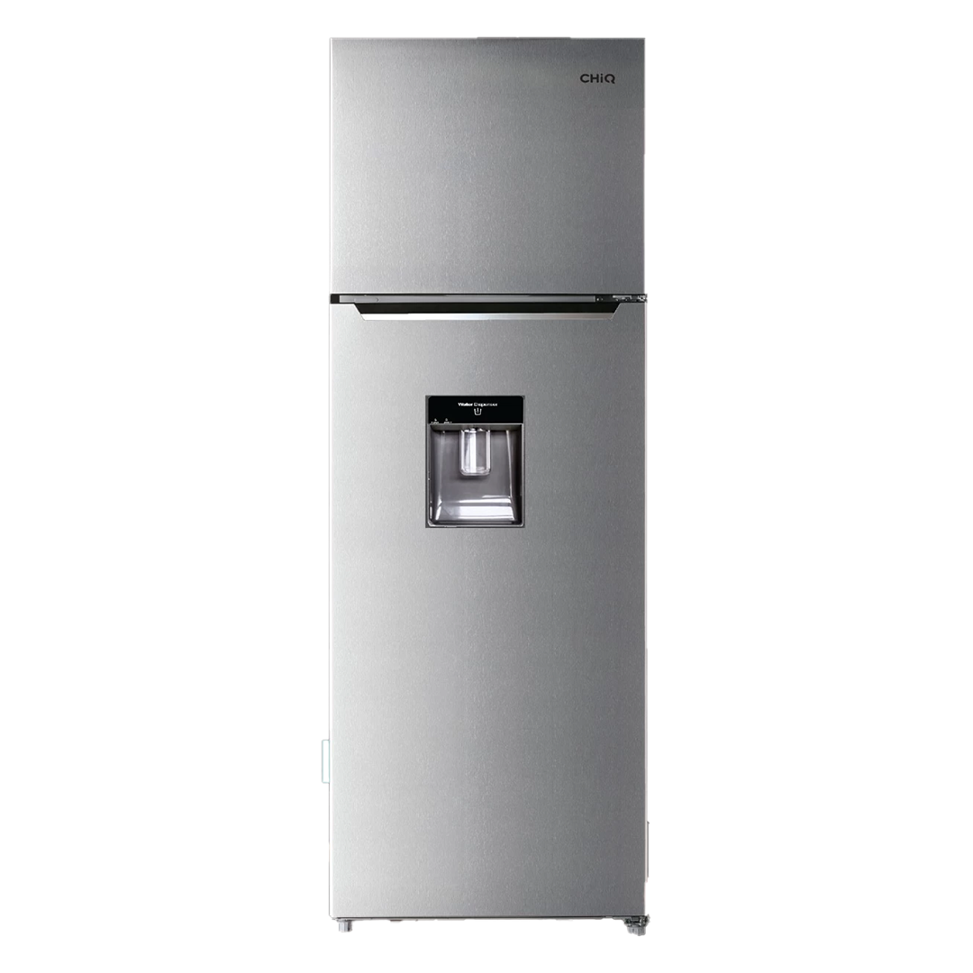 CHiQ 330-Litre Fridge CTM330DBIK3; Water Dispenser Top Mounted Double Door Defrost Fridge Refrigerator -Silver (3YRs WRTY)