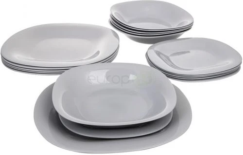 Luminarc 18 Piece Luminarc Plates,Side Plates And Bowls Dinner Set- Grey.