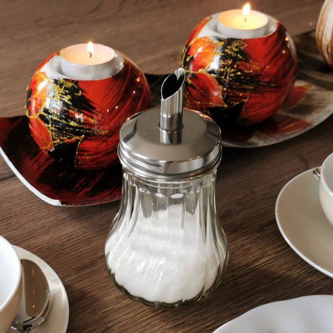 9 oz Glass Sugar Shaker Pourer Restaurant And Diner Style Bottle Sugar Bowl