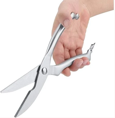 Professional Steel Poultry Kitchen Scissors For Chicken, Meat, BBQ-Silver.