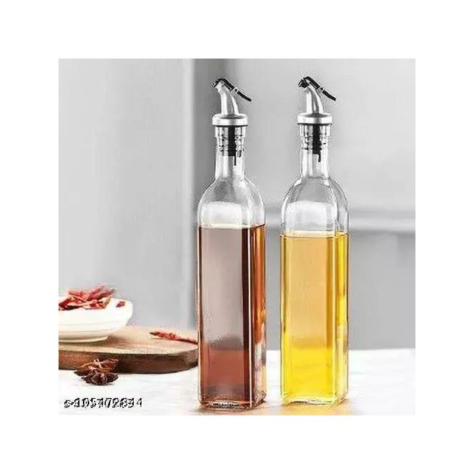 2 Pieces Of Glass Oil Dispenser Bottle 500 ml for Kitchen, Vinegar Olive Oil Dispenser Oil Bottle for Cooking, Clear Glass Oil Storage Bottle Transparent Pourers